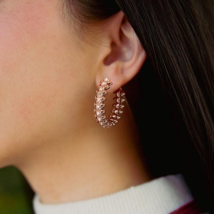 Clash gold 18k crt Earring 18K rose gold/diamond-Diamond Jewelry