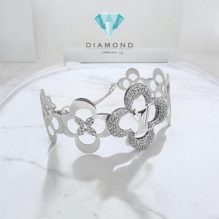 Gelang Mas Putih Bunga 18K-Diamond Jewelry