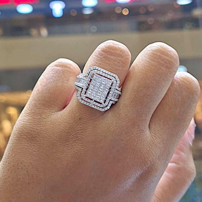 Square Diamond Ring 18K / Diamond Jewelry