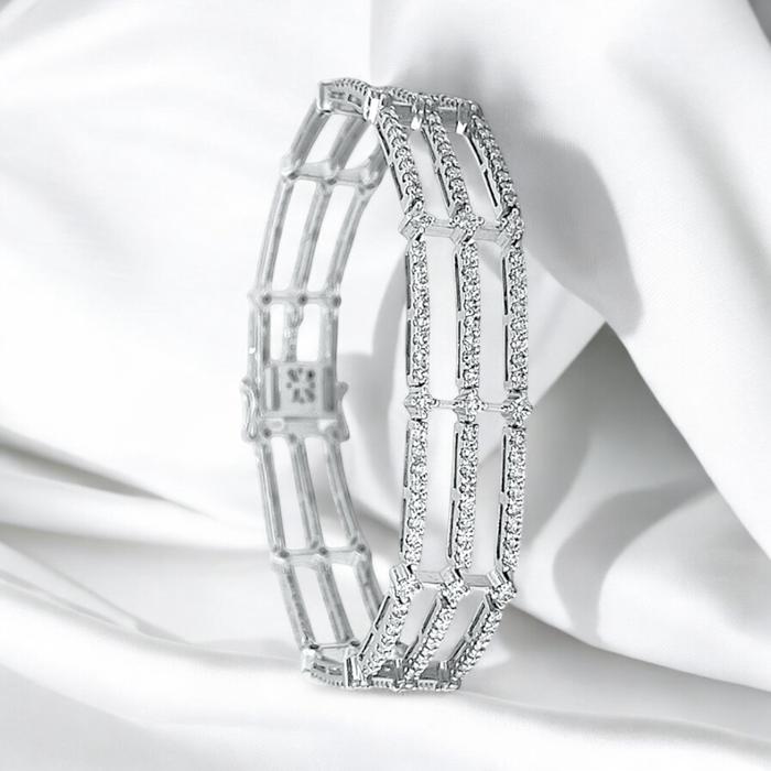 Diamond Bracelet tri listring tennis - Gelang Berlian - Diamond Jewelry - White 03030409