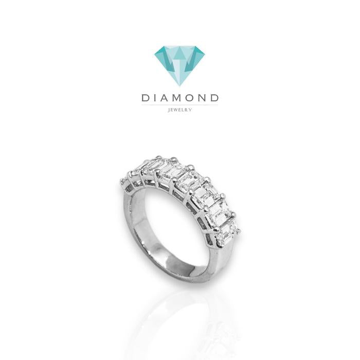 Cincin Berian listring bagguette 18K/ diamond ring tennis listring baguette emerald half pave-Diamond Jewelry