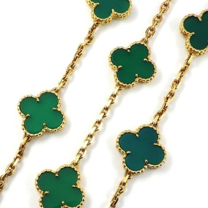 Clover green agate vc bracelet 18k gold-Diamond Jewelry