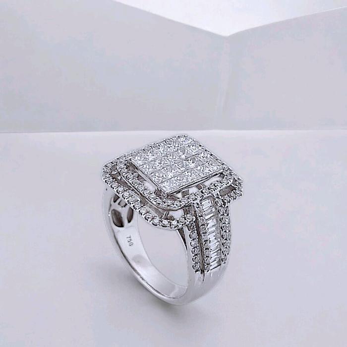 Square Diamond Ring 18K / Diamond Jewelry
