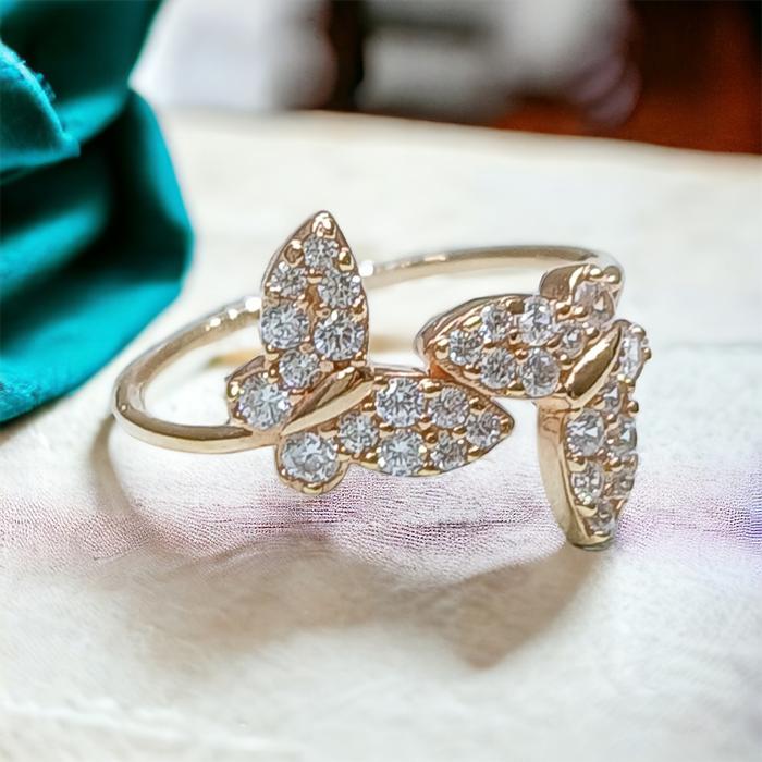 Butterfly 18k gold ring-Diamond Jewelry