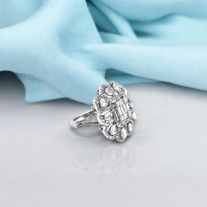 Cincin berlian bunga baguette rose bunga /diamond ring flower baguette 18k-- Diamond Jewelry