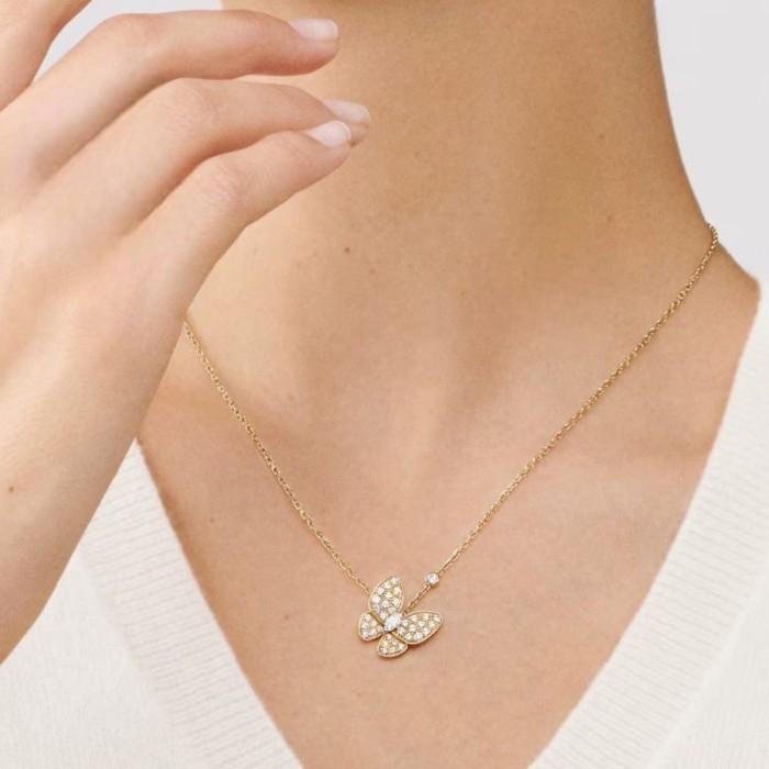 Butterfly diamond necklace 18k gold -Diamond Jewelry