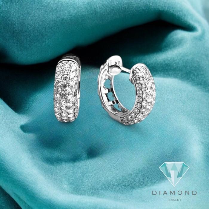 Anting Hoop klip Vintage Berlian 18K/diamond klip wide hoop earring-Diamond Jewelry