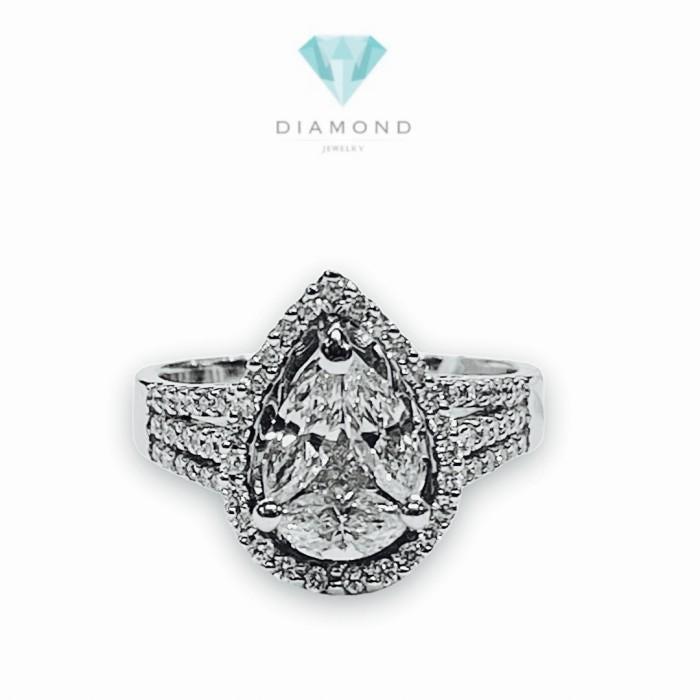 Pearshape esperanza Diamond Ring 18 K white gold Diamond Jewelry