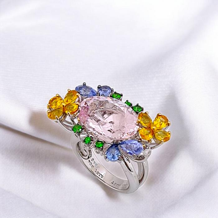 Magonite Ring mix gemstone 18K / Diamond Jewelry
