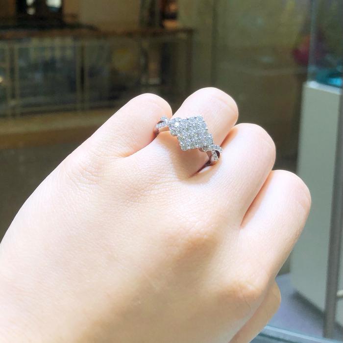 Cincin Berlian Square Wajik persegi 18K/ Diamond Round Square ring -diamond jewelry