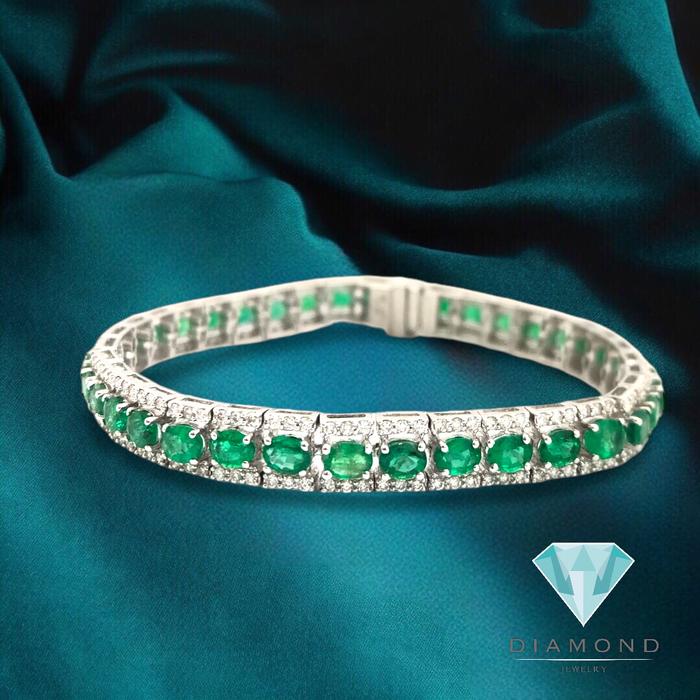Diamond Emerald Bracelet tennis -gelang berlian tennis jamrud emerald keliling 18K