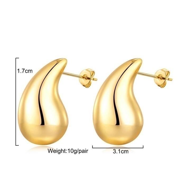 Bola/Tear drop gold 18k earring fashion -Diamond Jewelry-381AMS459LS-382AMS615LS