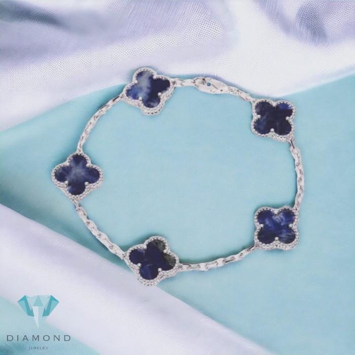 Pietersite clover bracelet 18k white gold -Diamond Jewelry