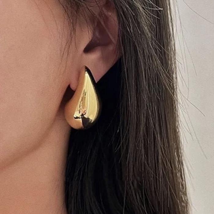 Bola/Tear drop gold 18k earring fashion -Diamond Jewelry-381AMS459LS-382AMS615LS