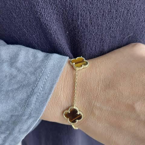 Tiger eye clover bracelet alhambra vintage vc 18k Gold-Diamond Jewelry