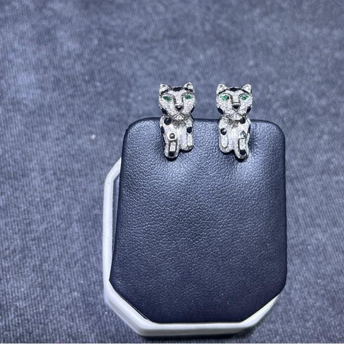Panthere earring Diamond onyx emerald gold 18K Diamond Jewelry-17ABGT1250WPLS