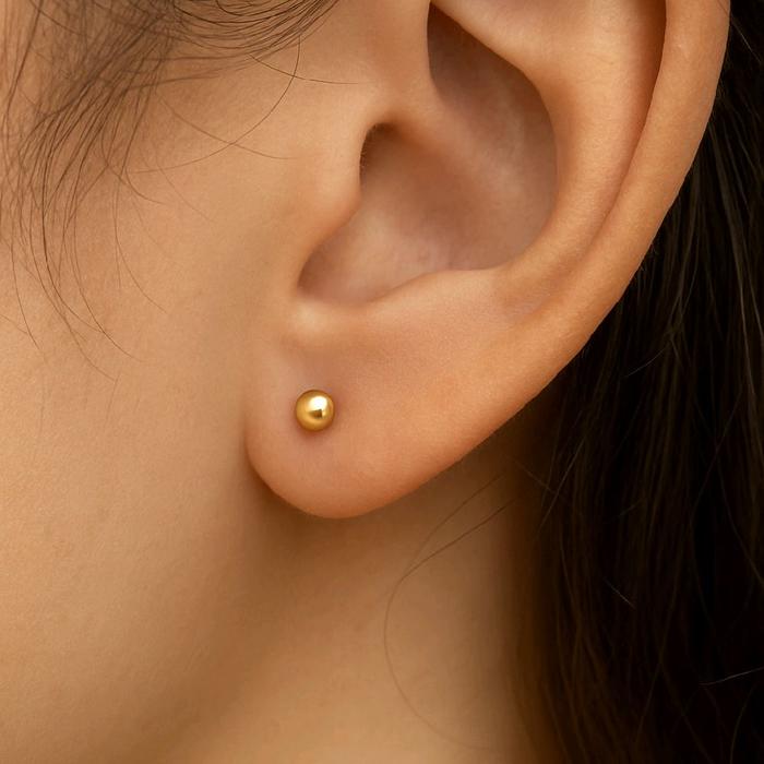 Plan Round Gold Earring 700K / Anting Emas Bulat Polos 700K / Diamond Jewelry 416AMS080LS - 418AMS047LS - Small