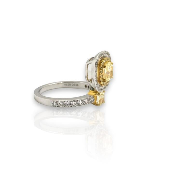 Yellow Cushion Diamond Ring 18k white gold-Diamond Jewelry