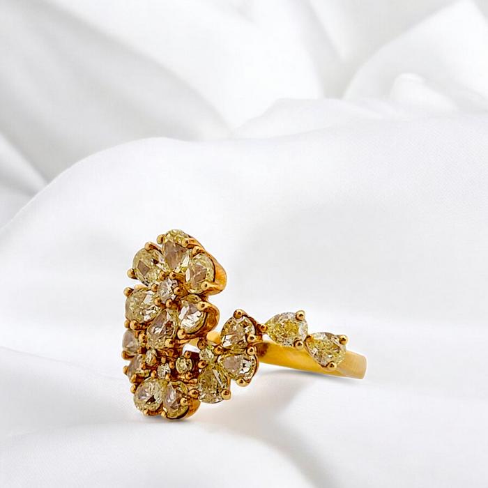 Flower Yellow Diamond Ring /cincin Diamond 18K / Diamond Jewelry/cincin Emas Berlian