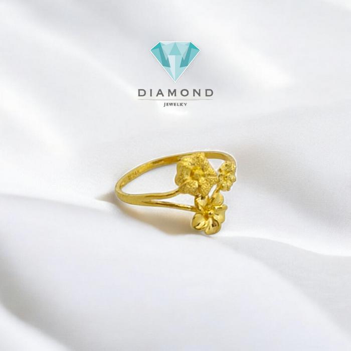 Cincin Mas Model Bunga 24K-Diamond Jewelry