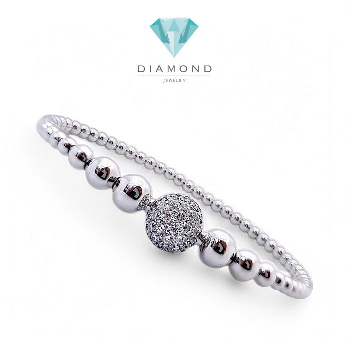 Diamond Bracelet perlee stretchable 18K / Diamond Jewelry
