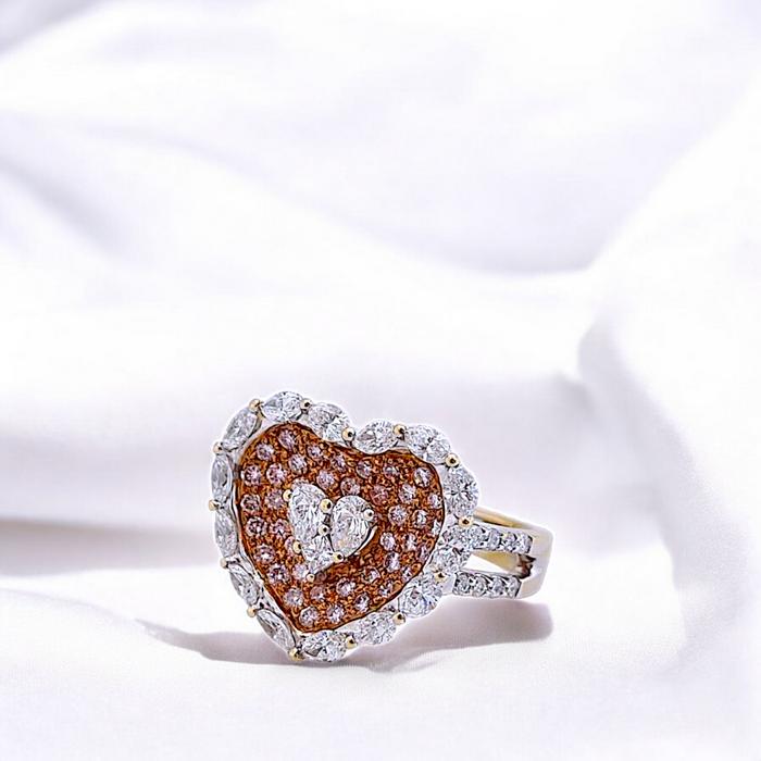 Love Pink Diamond Ring 18K / Diamond Jewelry/Cincin berlian pink heart diamond ring