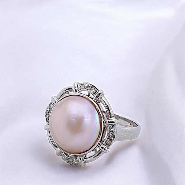 Pearl Diamond Ring 18K / Diamond Jewelry