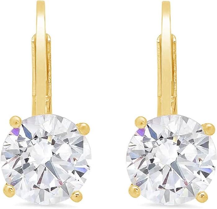 Anting emas 18K asli kristal tauge Diamond Jewelry
