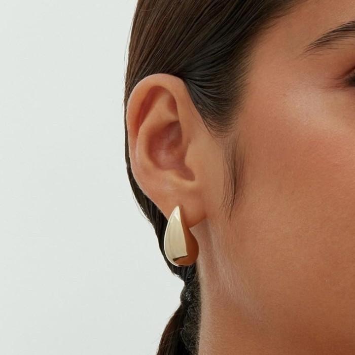 Bola/Tear drop gold 18k earring fashion -Diamond Jewelry-381AMS459LS-382AMS615LS