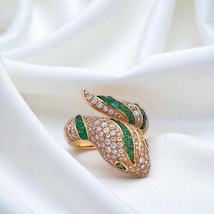 Emerald Ulo Serpenti Ring 18K / Cincin Emerald Ulo Serpenti 18K / Diamond Jewelry 14CBD33250RB