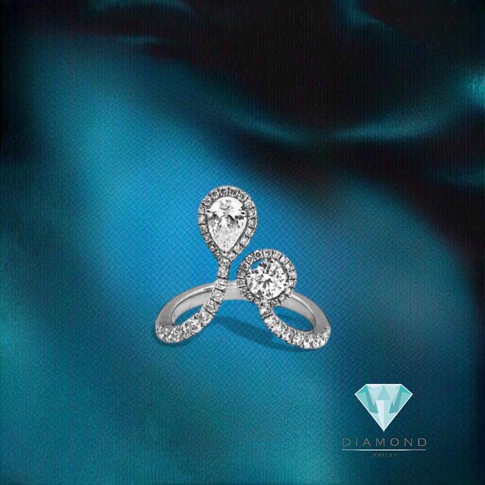 Cincin Berlian duo round oval- cincin beelian oval bulat-Diamond Jewelry