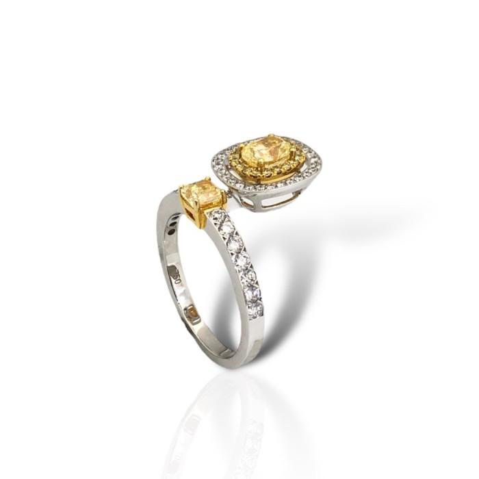 Yellow Cushion Diamond Ring 18k white gold-Diamond Jewelry