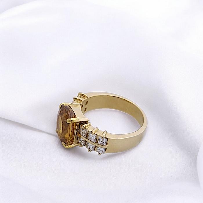 Yellow citrin Diamond Ring 18K / Diamond Jewelry
