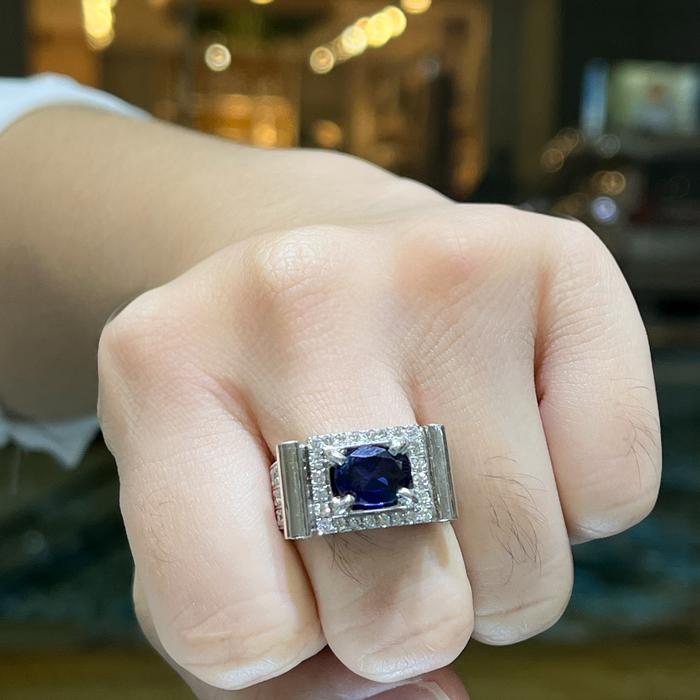 Men's Safir Diamond Ring sapphire / Cincin Safir Berlian Laki-laki / Diamond Jewelry