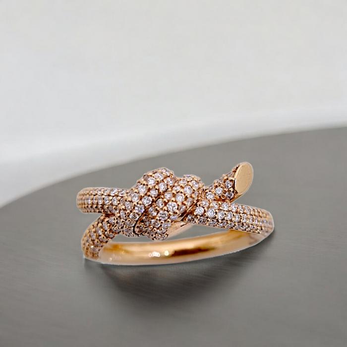 Double Row Diamond knot tif 18k pave diamond Ring / Diamond Jewelry