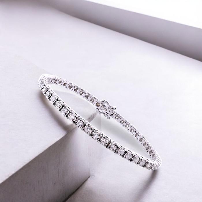 Tennis Diamond square illusion Bracelet 18K / Diamond Jewelry