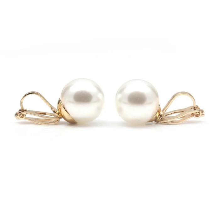 South sea pearl klip earring 22K gold Diamond Jewelry-21AM4WP