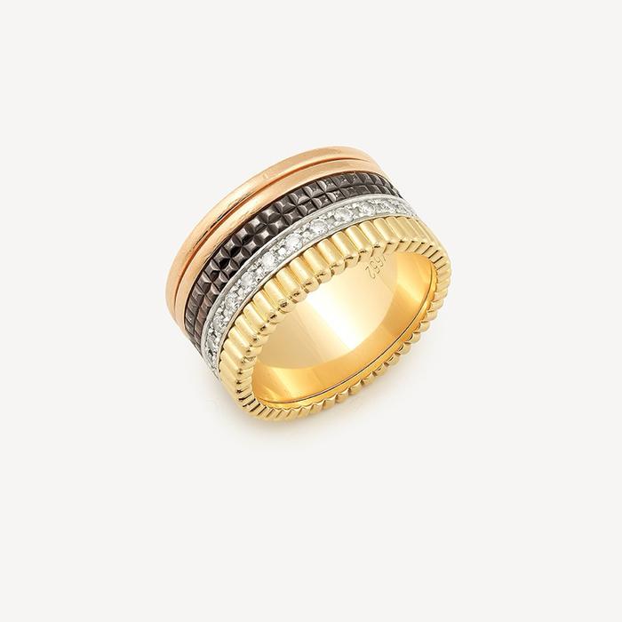 Quatro Diamond Ring 18K Quadran bouch ceramic white gold diamond ring Diamond Jewelry