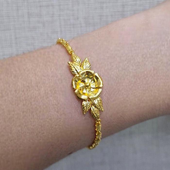 Gelang Mas Model Bunga 24K-Diamond Jewelry