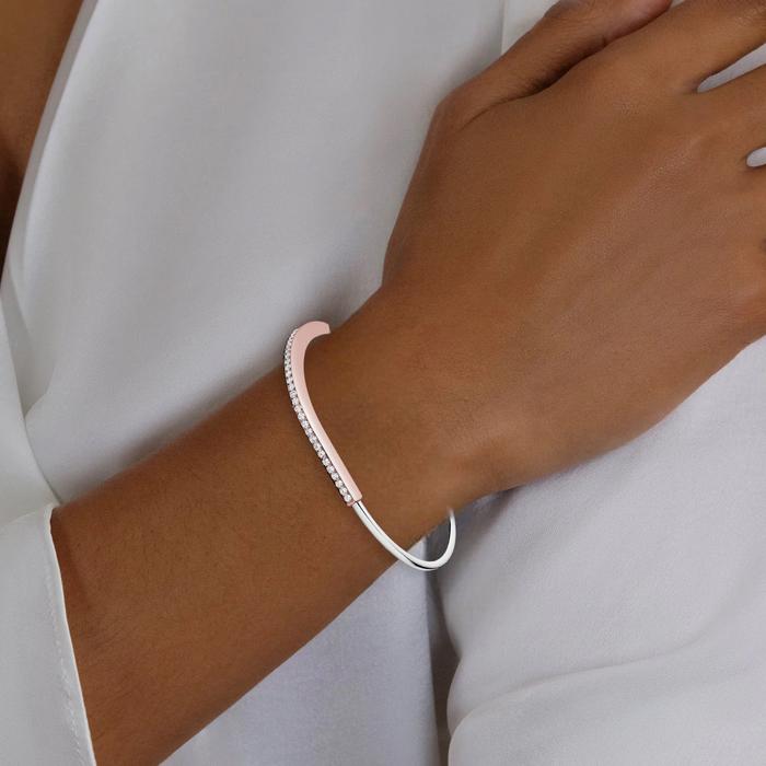 Narrow lock diamond half pavebangle t/gelang lock thin setengan berlian 18k