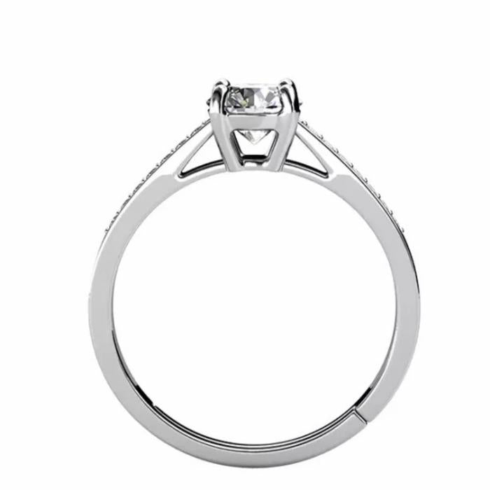 Solitaire illusion diamond ring/cincin berlian solitaire Parisian 18k/cincin berlian tunangan berlian emas putih -Diamond Jewelry