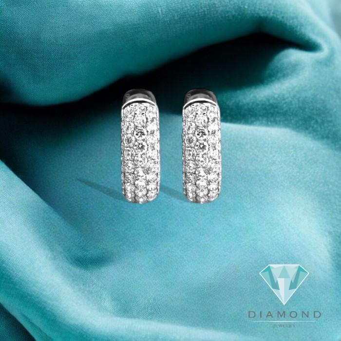 Anting Hoop klip Vintage Berlian 18K/diamond klip wide hoop earring-Diamond Jewelry