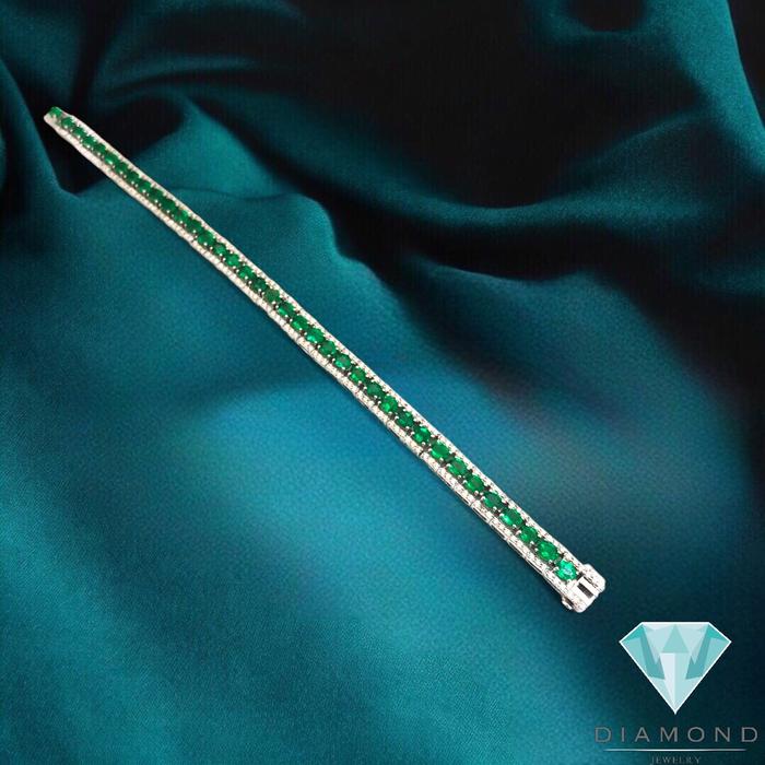 Diamond Emerald Bracelet tennis -gelang berlian tennis jamrud emerald keliling 18K