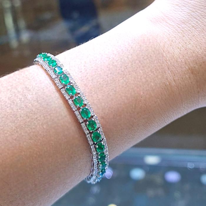 Diamond Emerald Bracelet tennis -gelang berlian tennis jamrud emerald keliling 18K