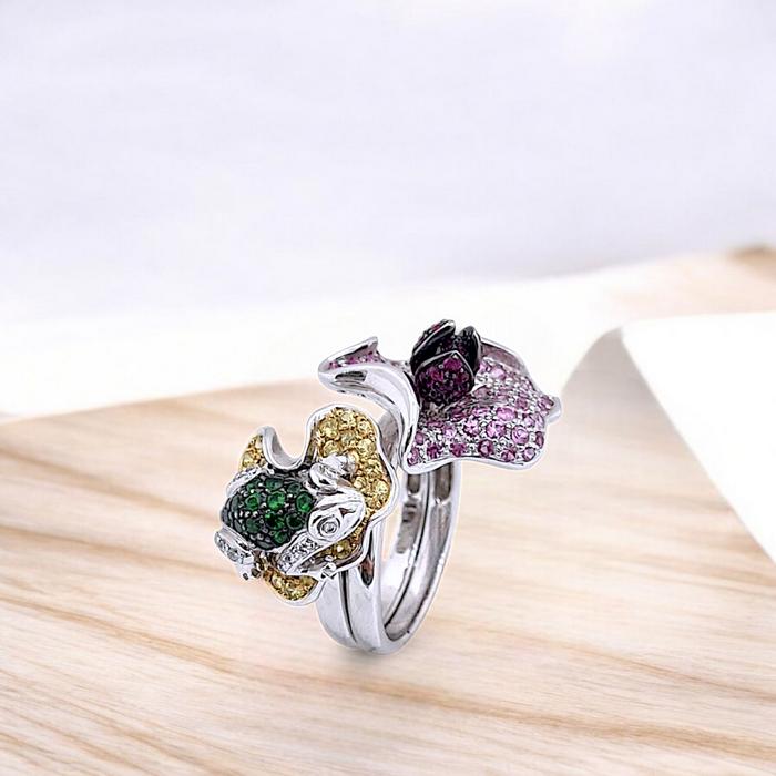Flower Frog Diamond Ring 18K / Diamond Jewelry