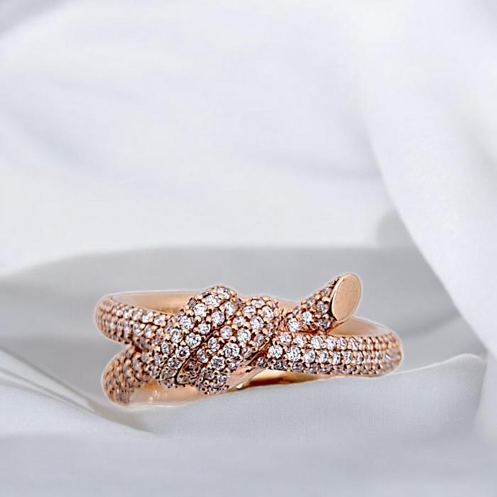Double Row Diamond knot tif 18k pave diamond Ring / Diamond Jewelry