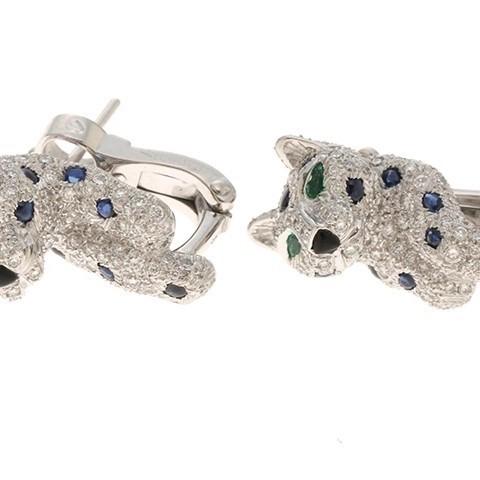 Panthere earring Diamond onyx emerald gold 18K Diamond Jewelry-17ABGT1250WPLS