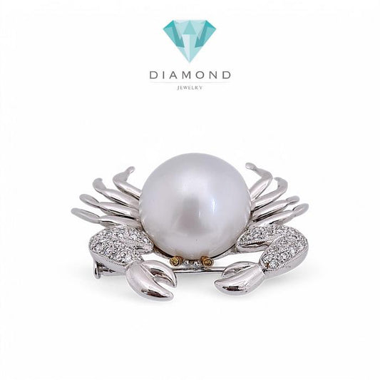 Crab Pearl Diamond Clip 18K / Diamomd Jewelry