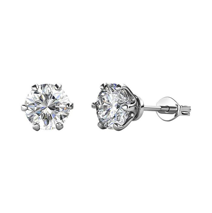 Anting emas solitaire kristal 18 Krt putih/gold Diamond Jewelry