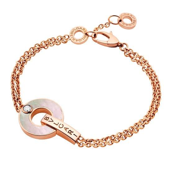 MOP Bracelet moon shape 18k rose gold bv-Diamond Jewelry